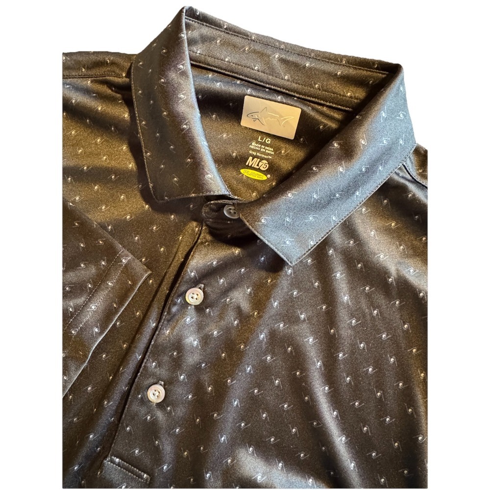 Greg Norman Golf Polo Shirt ML75 Play Dry Print Short Sleeve Large